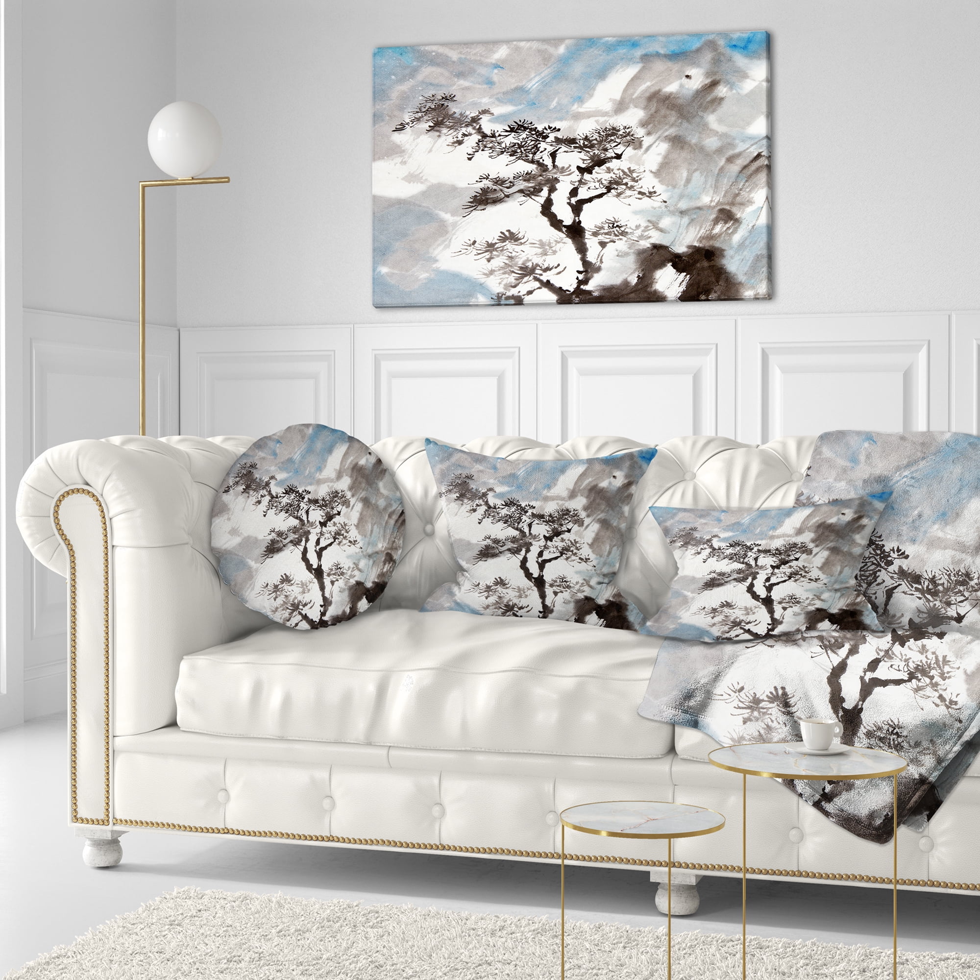 Designart Chinese Pine Tree - Trees Throw Pillow - 12x20