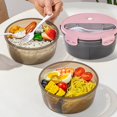 thumbnail image 4 of YIMWNYI Microwave Safe Bento Box with Partitioned Design, Leak-Proof Food Storage Container, Includes Spoon and Fork, Food-Grade, Durable, Ideal for Office and Meal Prep, 4 of 5