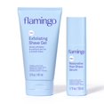 thumbnail image 1 of Flamingo Pubic Hair Shaving Skin Care Set Gel de afeitar exfoliante para mujeres 5 fl oz con suero restaurador post afeitado 1.7 fl oz, 1 of 5
