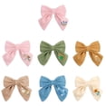 thumbnail image 6 of Vorkoi Baby Girl Embroidery Flower Plain Bows Hair Clips, Fabric Cotton Linen Handmade Hair Accessories for Little Girls Toddler Kids Children, 6 of 6