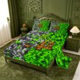 thumbnail image 2 of meiyoeat Classic Pixel Miner Games Bed Sheets For Boys,Monogram Letter A Full Size Sheets,4-Piece,1 Flat Sheet,1 Fitted Sheet and 2 Pillowcases, 2 of 6