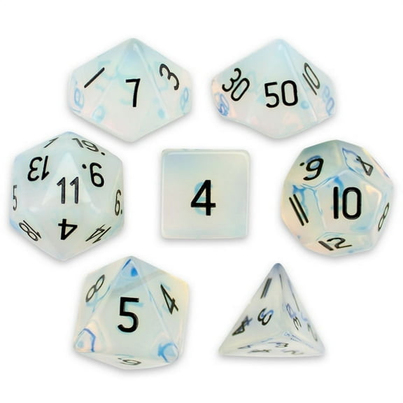 Brybelly Holdings GDIC-1902 Handmade Stone Polyhedral Dice, Opalite - Set of 7