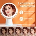 thumbnail image 3 of Auxmir Lighted Makeup Mirrror with 10X/1X Magnification, Rechargeable Double-Sided Magnifying Mirror with Light & 360° Rotation, Vanity Makeup Mirror with 5-Level Adjustable Dimmable Brightness, 3 of 8