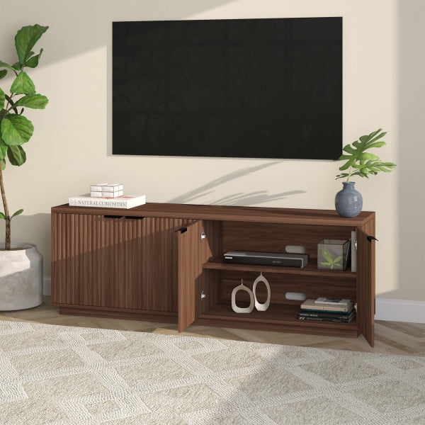 Mansfield Rectangular TV Stand for TV's up to 78" in Satin Walnut