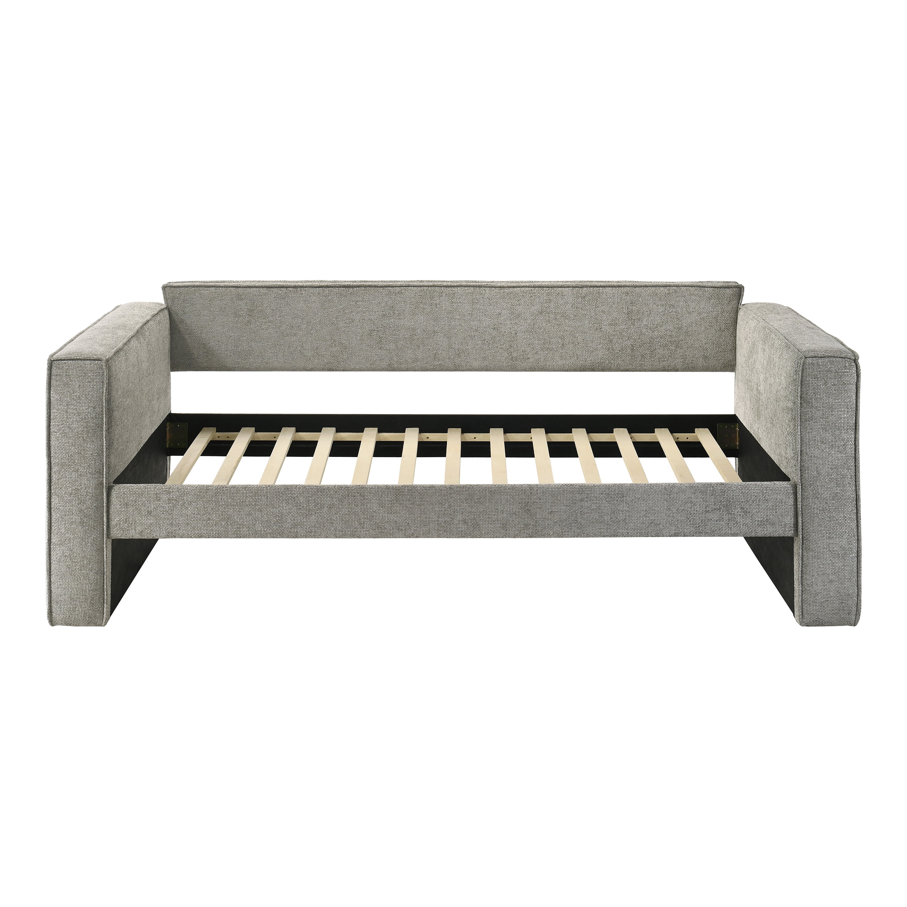 Furniture of America Hearth Fully Fabric Upholstered Square Arm Twin Daybed with Trundle, Slate Gray