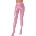 thumbnail image 3 of DPOIS Women Shiny Oil Glossy Pantyhose Long Pants Stockings Pink XL, 3 of 7