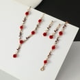thumbnail image 6 of QDXFX 3 Pcs/Set Red Rose Jewelry Set Floral Theme Romance Vintage France Style Valentines Day Mothers Day Present Earrings Adjustable Rhinestone Necklace Bracelet Prom Banquet Jewelry, 6 of 7
