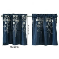 Short Blackout Curtains for Living Room Bedroom, 29 x 24 inches Window Treatment Small Panels Kitchen Cabinet Half-curtain Dustproof Cafe Drape (Navy Blue)