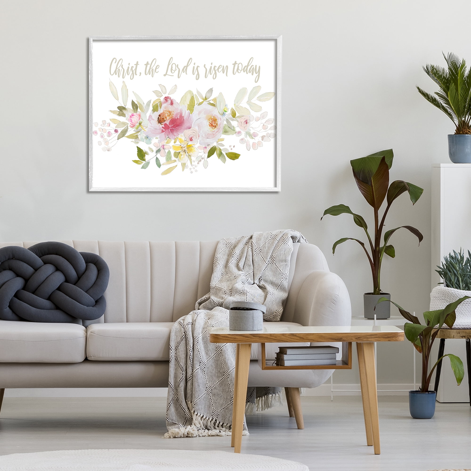 Stupell Industries The Lord Is Risen Florals White Framed Giclee Art, design by Patricia Pinto