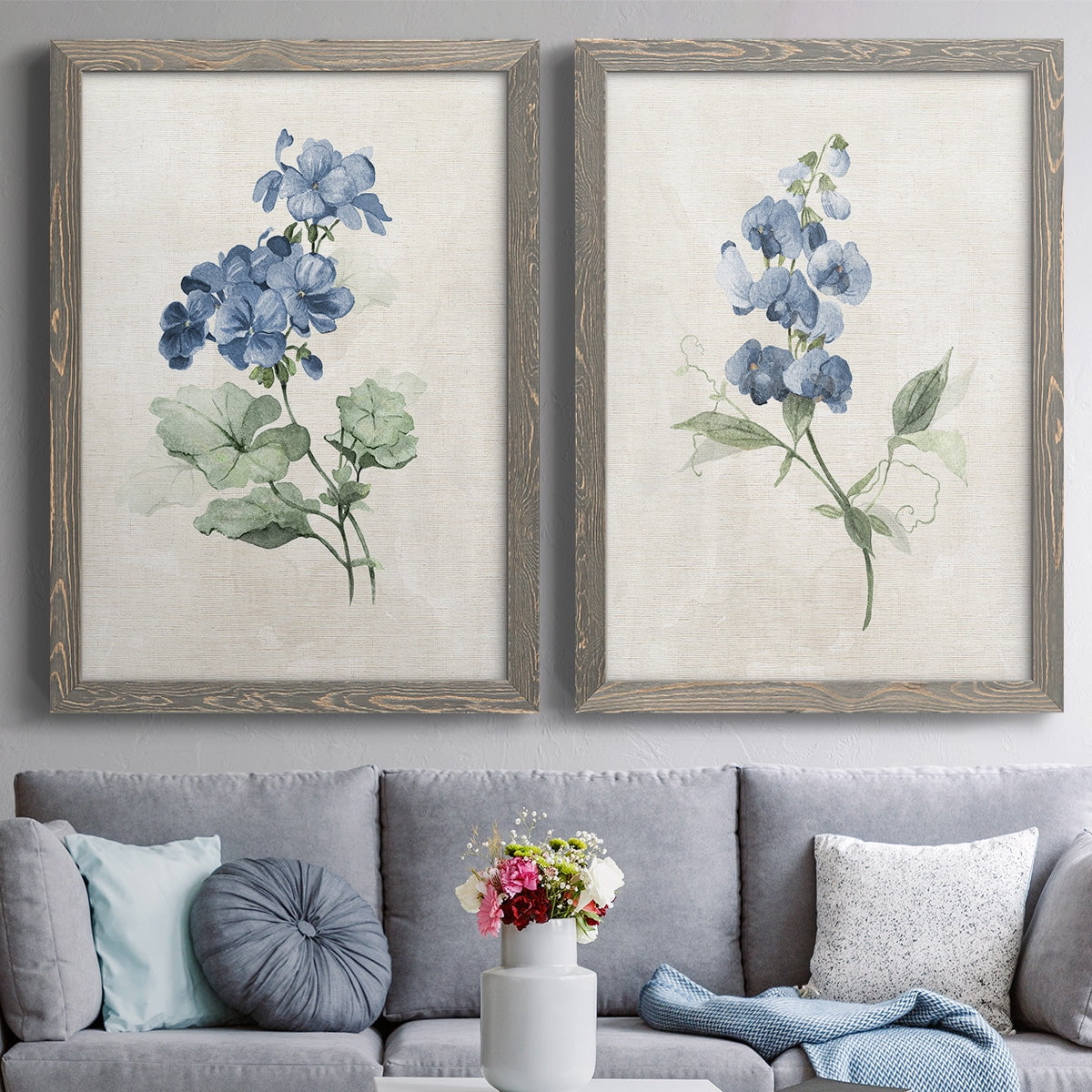 Farmhouse Periwinkle I - Premium Framed Canvas 2 Piece Set - Ready to Hang