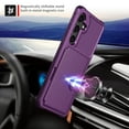 thumbnail image 5 of SaniMore Versatile Case for Samsung Galaxy S24, Rugged PC Shell PU Leather Button Flip Card Pocket Stand Feature Magnetic Car Mount Shockproof Anti-drop Heavy Duty Protective Cover, Purple, 5 of 7