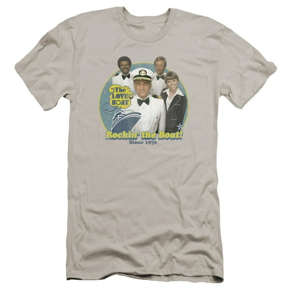 Love Boat Rockin The Boat Premium Canvas Adult Slim Fit 30/1 T-Shirt Silver