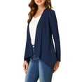 thumbnail image 4 of INSPIRE CHIC Women's Leopard Print Long Sleeve Open Front Cardigan Dark Blue M, 4 of 5