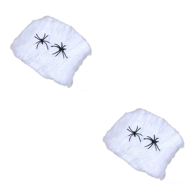 Ounissouiy 2 juegos de accesorios de telaraña de Halloween, adorno de Festival Simple, arañas artificiales exquisitas, decoración de casa 2Conjunto