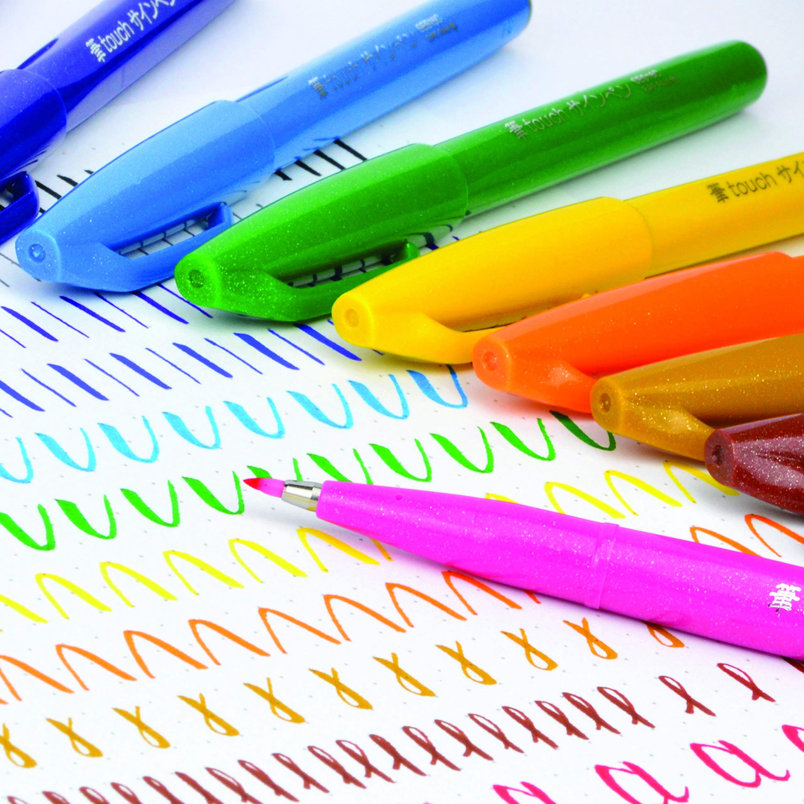 Pentel Sign Pen Brush Tip Set, 12-Colors