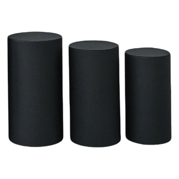 3 cubiertas reutilizables para pilar de pedestal de cilindro. Negro
