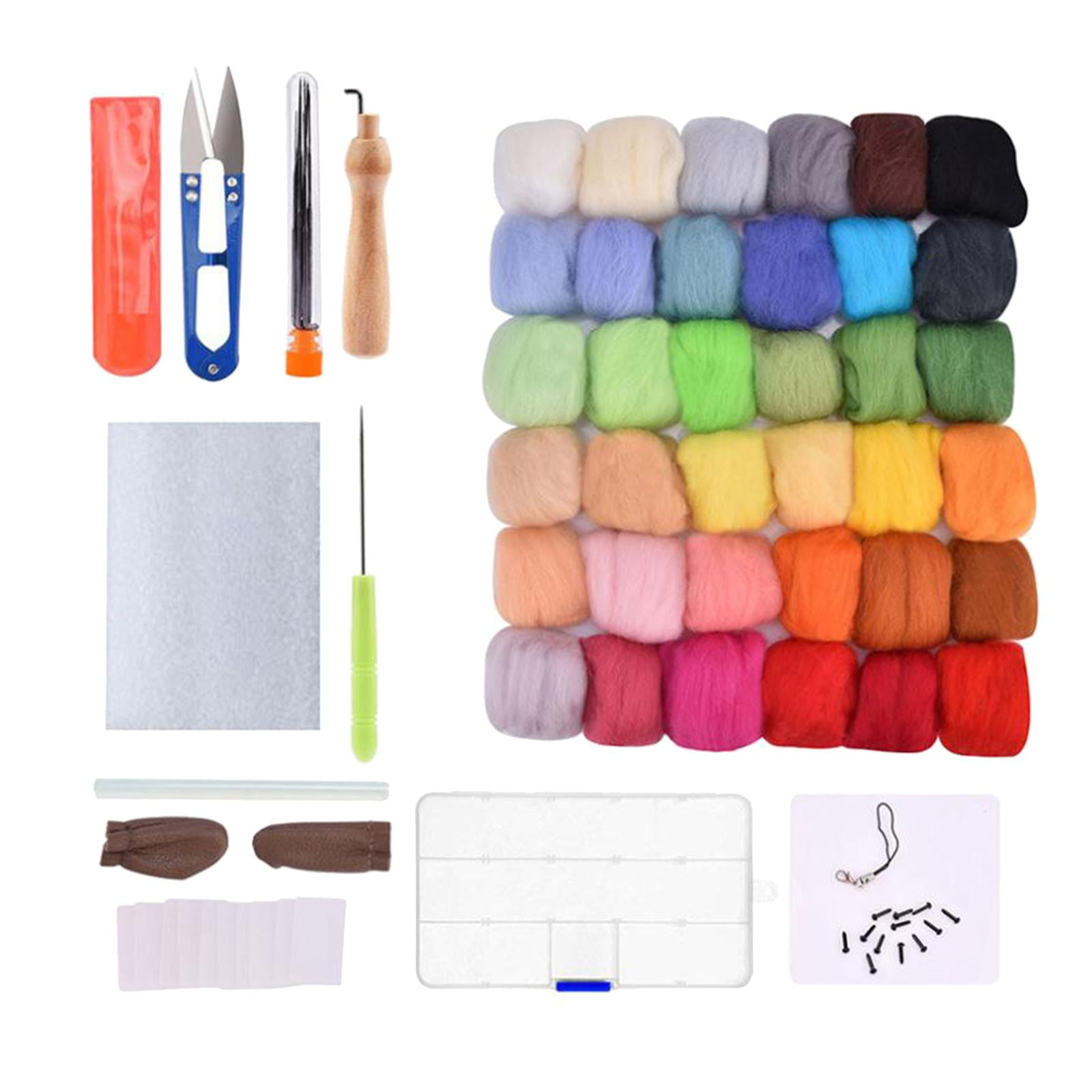 Premium Felting Kit Supplies Starter Felt Work Tools Pad Toys 36 Colors