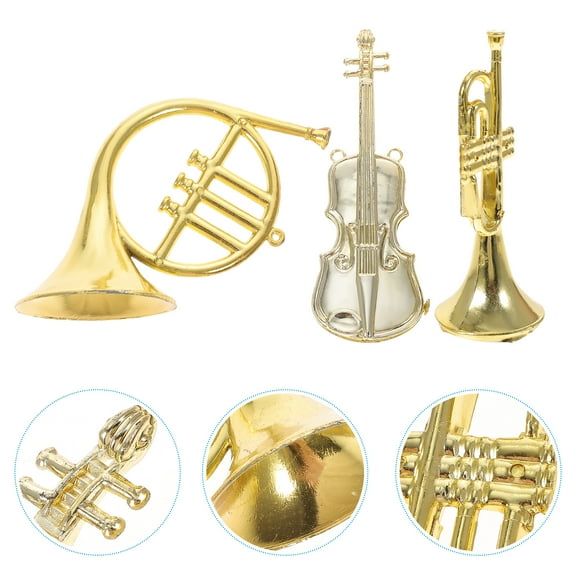 UKCOCO 12Pcs Christmas Decorations Indoor Golden Plastic Musical Instrument Model Ornaments