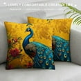 thumbnail image 3 of Orinice Peacock Flowers Graphic Decorative Cushion Pillow Cover for Home Couch Living Room Bed Sofa, Short Plush, 1PC 12x12in, 3 of 5