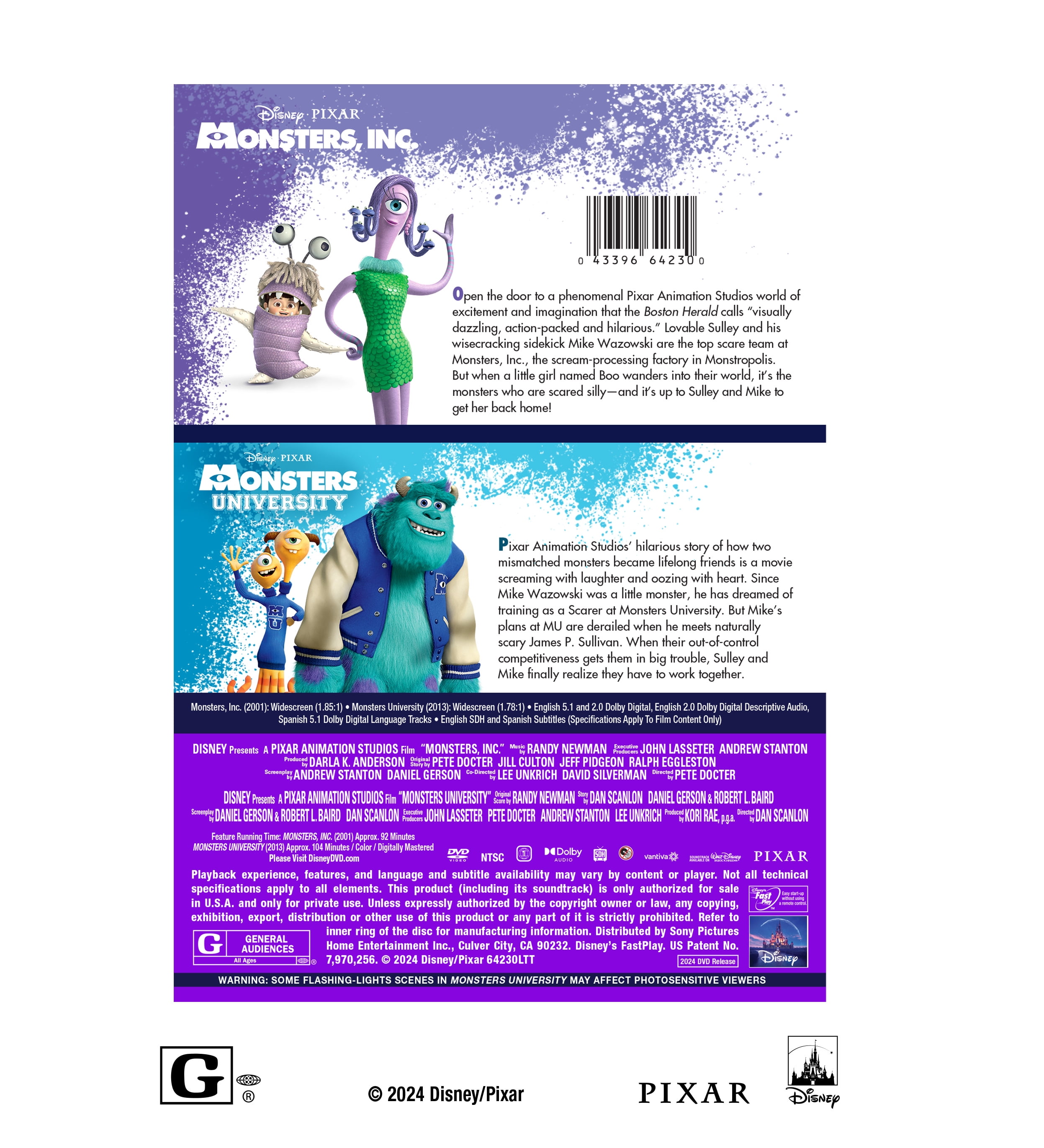 Monsters, Inc Double Feature (DVD) - Walmart.com