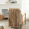 thumbnail image 3 of Home Soft Things Wavy Pattern Faux Fur Throw-Tan-50"X60", 3 of 8