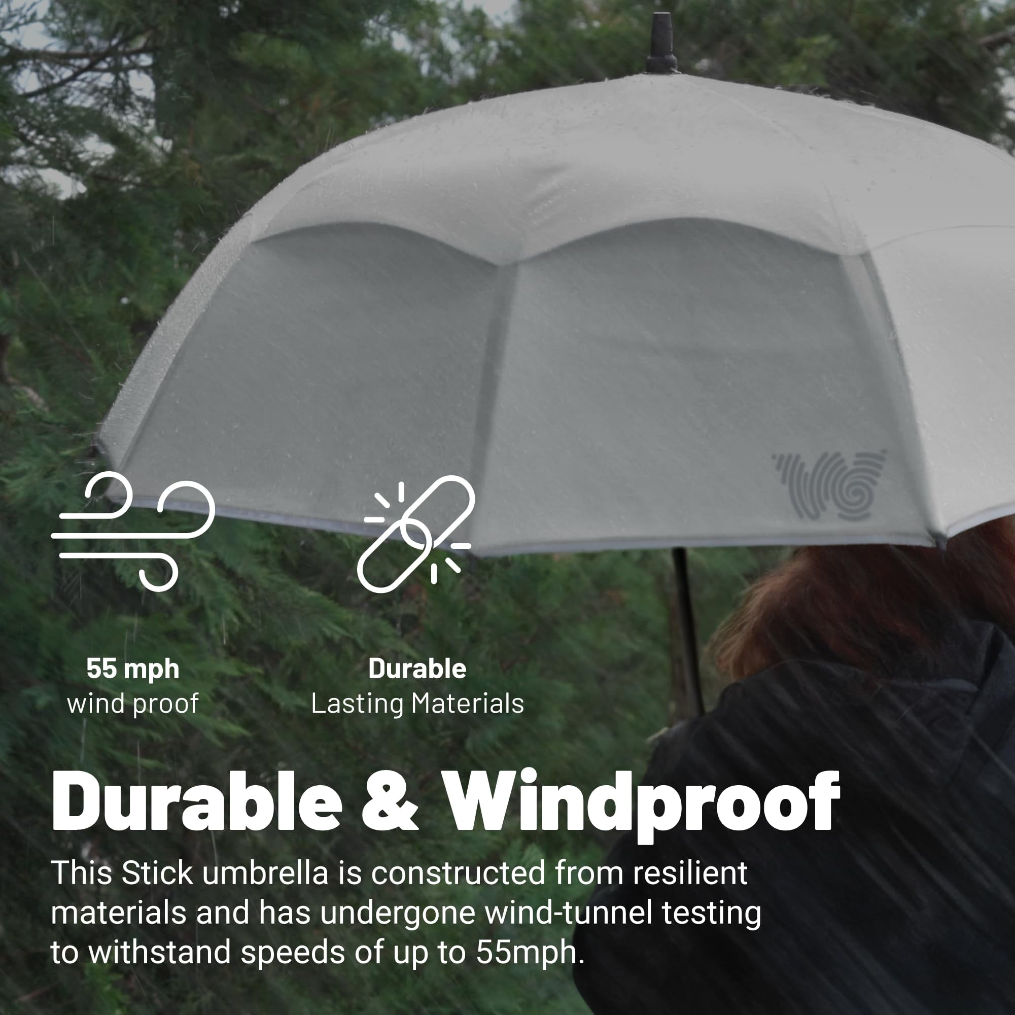 Weatherman Umbrella - Stick Umbrella - Windproof Umbrella Resists Up to 55 MPH Winds (Navy Blue)