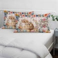 thumbnail image 4 of Easter Rabbit Eggs Pillow Covers King, Spring Flowers Leaves Pastoral Pink Laid Soft Brushed Microfiber Breathable Throw Pillow Covers, Pillowcase with Zipper for Couch Sofa Bedroom 20"x36", 4 of 9