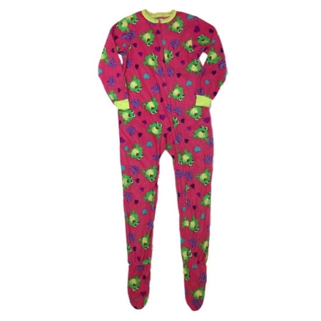 - Girls Plush Pink Frog Hearts Blanket Sleeper Footed Pajamas