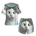 thumbnail image 5 of Picia Funny Cat Pajamas Sets for Women Soft Short-Sleeved Pjs with Lounge Shorts Two Piece Sleepwear-Large, 5 of 9