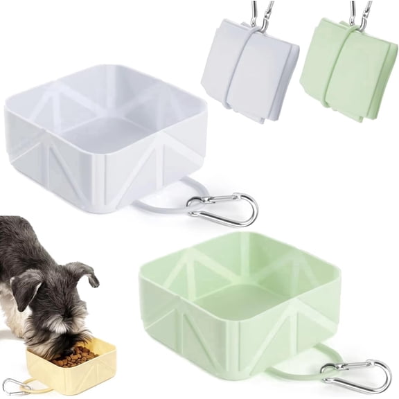 FEKOTS Collapsible Silicone Dog & Cat Bowl for Pets, Gray (2 Pack),collapsible pet bowl multi pack