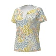 thumbnail image 2 of Goofa Boho Pattern Womens Deep V Neck Low Cut Tops Casual Summer Short Sleeve Ribbed Knit T-Shirts-X-Large, 2 of 5