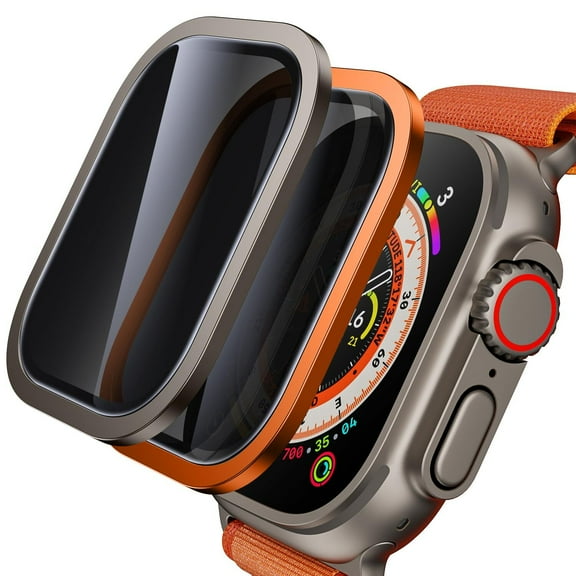 MSHUN for Apple Watch Ultra 2/Ultra Screen Protector 49mm, [28 Degree Privacy] Titanium Alloy Frame   9H Tempered Glass, [Touch Sensitive] Lightweight Protective Glass Film for iwatch Ultra 2
