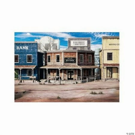 Fun Express Western Town Backdrop Set - Wild West Theme Birthday Party Decor for Cowboy & Cowgirl Parties Easy Setup Durable & Reusable - Perfect for Celebrations Barnyard or Rodeo Events - 3 Pieces