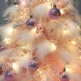 thumbnail image 3 of Árbol de Navidad Mini Árbol de Navidad y Plumas de Mesa, Árbol de Navidad Pequeño, Decoraciones de 50 cm con Adornos de Madera 0821 Color Rosa; Tamaño 50 cm, 3 of 5