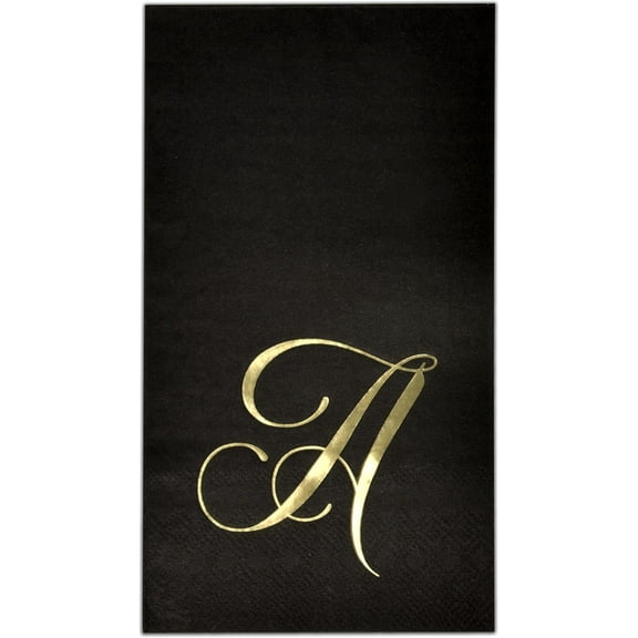 Gift Boutique Gold Monogram Letter A on Black Disposable Paper Napkins