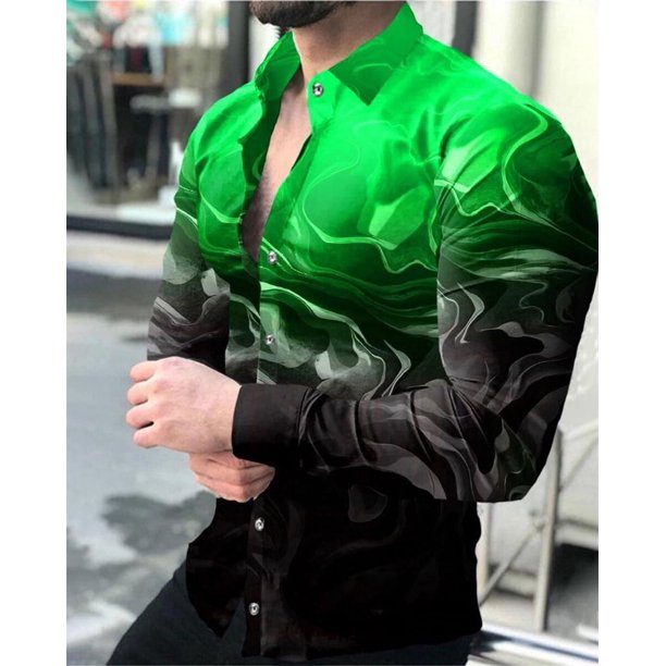 Camisas retro de moda para hombre 2024, camisetas casuales con estampado de tótem floral, camisetas de manga larga para hombre, ropa de fiesta para exteriores, camisetas tipo cárdigan, camisetas para