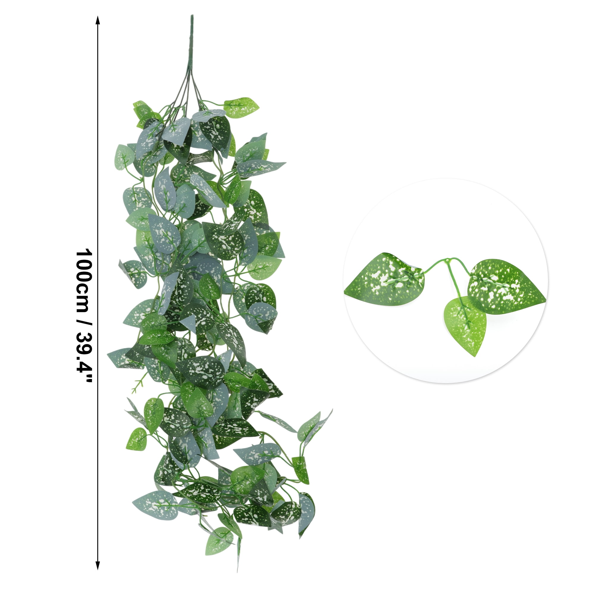 Unique Bargains 2pcs Fake Vines 39.37" Faux Greenery Leaves for Wall Decoration