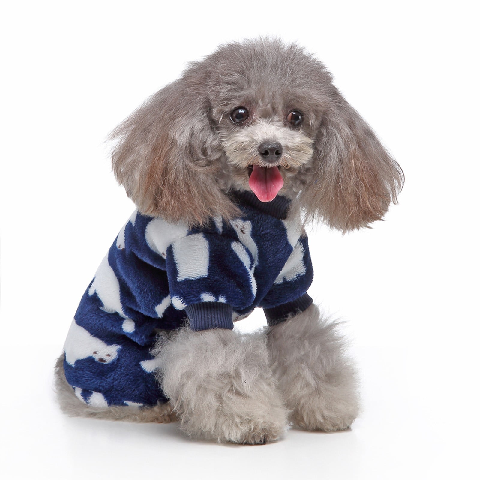 Dog Clothing for Small Dogs Cute Dog Plaid Clothes Classic Warm Pet Pajamas with Harness Hole for Dogs Girls Boys Sweatshirt Blue M