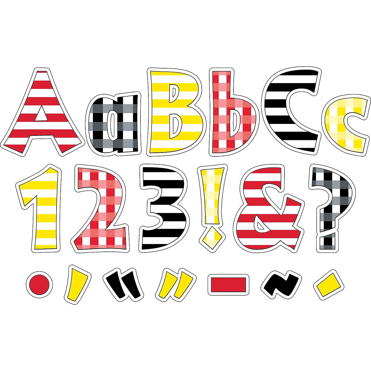 Barker Creek Buffalo Plaid & Wide Stripes 4" Letter Pop-outs - 510 Characters