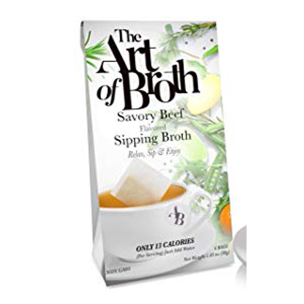 The Art of Broth, Savory Beef Bone Flavored Sipping Broth, Tea Bags, 6