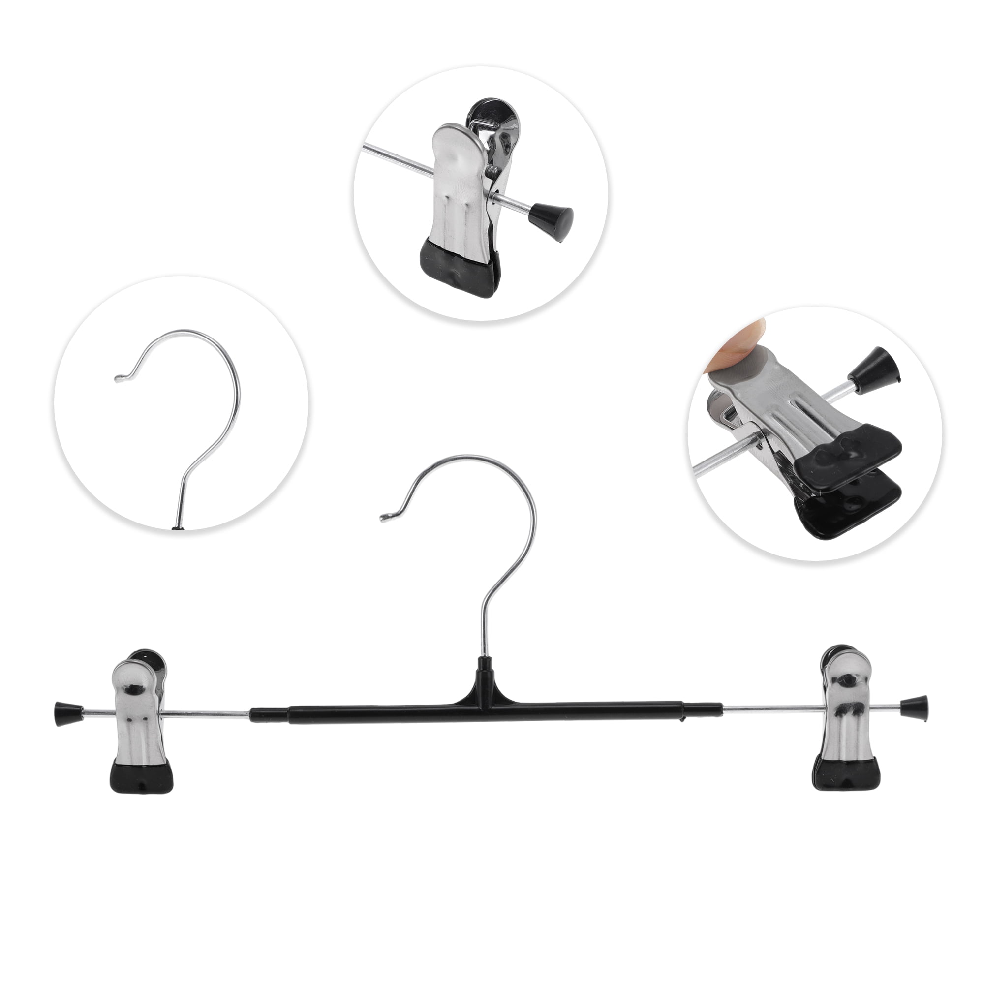 Unique Bargains 5 Pcs Pants Hanger with Clips Non-slip Garment Hanger Black