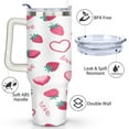 thumbnail image 3 of Strawberry Cute 40 Oz Tumbler with Handle Lid and Straw, Stainless Steel Double Walled Vacuum Insulated Cup, Cute Anniversary Wedding Birthday Gifts Tumbler for Women Men Friends Outdoor Indoor, 3 of 7