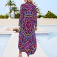 thumbnail image 5 of 2024 Vintage Ethnic Casual Dress Colorful Tribal Print Streetwear Dresses Long Sleeve Trendy Ladies V Neck Oversize Chiffon Dress, 5 of 7