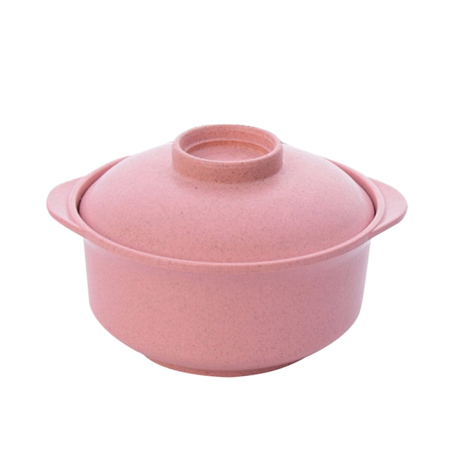 Cateissary Instant Noodles Bowl with Lid Japanese Fruit Curved Box Handle Style Large Household Simple Lunch Supplies Rice Ramen Bowls Mostrada Rosado