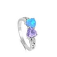 thumbnail image 4 of CHOOSE YOUR COLOR Heart Simulated Amethyst Blue Simulated Opal Promise Ring .925 Sterling Silver Purple CZ Female Size 7, 4 of 4
