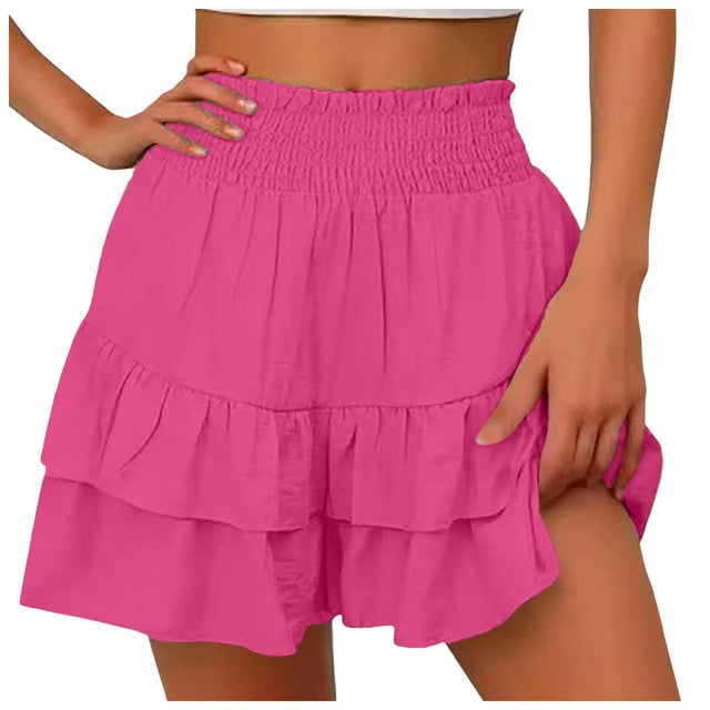 Shorts Larges Aguichant Unis pour Femmes - Culottes Décontractées Verticales, Taille Élastique, Polyester Spandex