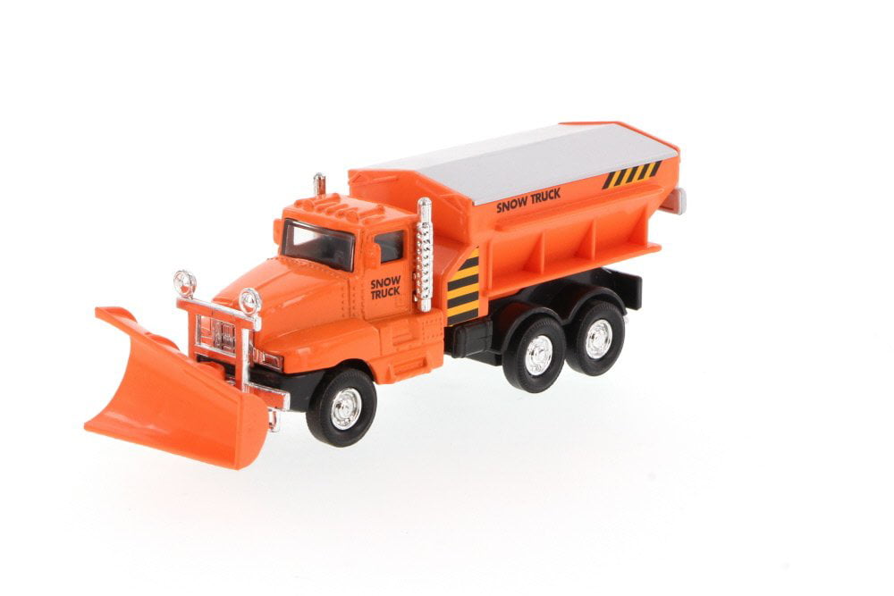 Green 6" Snow Plow Salt Truck Diecast Metal Model Toy With Swivel Pull Action