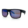 thumbnail image 4 of Mens Color Mirror Soft Matte Flat Top Sport Horn Rim Rectangle Sunglasses Matte Black - Light Blue Mirror, 4 of 8