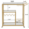 thumbnail image 7 of [2 DAY Delivery] Bar Cart for The Home, Bar Serving Cart on Wheels with Wine Rack and Glass Holder, Kitchen Living Room Storage Cart, Wood& Metal Material, Golden Finish, 7 of 7