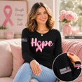 thumbnail image 3 of Wild Bobby Words of Encouragement Distressed US Flag Breast Cancer Awareness Womens Long Sleeve T-Shirt, 3 of 6